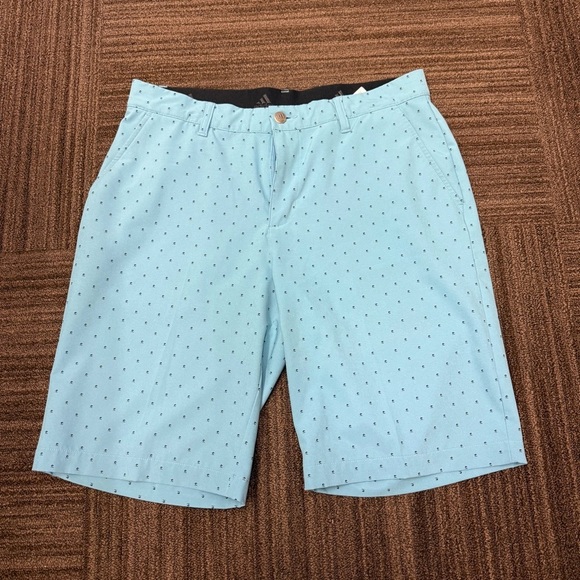 adidas Other - Adidas Light Blue Men's Flat Front Gold Shorts with Speckled Navy Blue Dots